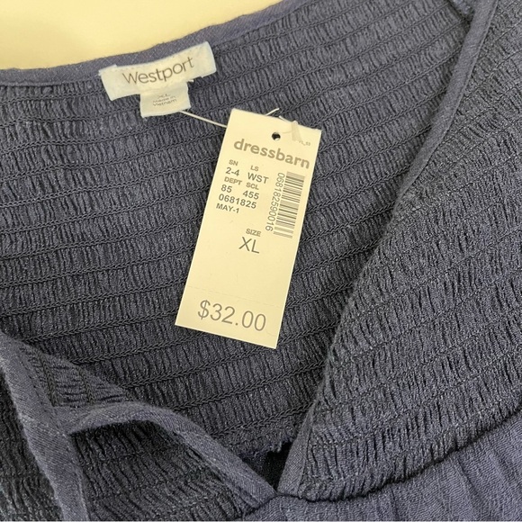 Westport Navy V Neck Tie Short Sleeve Top - Picture 14 of 14